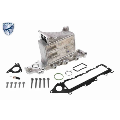Abbildung von VEMO V10 60 0105 Ladeluftkühler mit Sensor, ohne AGR Ventil, Schraubensatz Dichtungen VOLKSWAGEN: Tiguan Allspace, Touran II