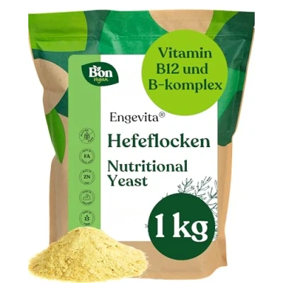 Abbildung von Engevita Nährhefe Flocken by BON Vegan Premium Nutritional Yeast Flakes 1000g veganer Käseersatz mit Vitamin B12 Vitamine des B Komplexes und Zink Gentechnikfrei ohne Zusatz von Vitaminen