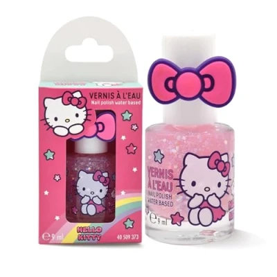 Abbildung von Hello Kitty Nagellack für Kinder Lizenzprodukt 9 ml auf Wasserbasis Leicht aufzutragen Mit warmem Wasser entfernbar Ungiftig