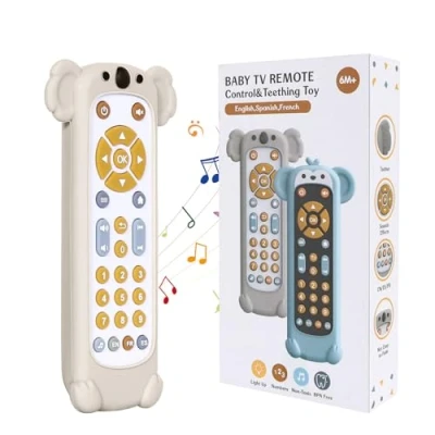 Abbildung von Orzbow Baby TV Fernbedienung Spielzeug, Pädagogisches Lernspielzeug mit Nummer Lesen Lehren, Musik Spielzeug Geschenk für 6 Monate+, Sensorik Silikonhülle Abdeckung