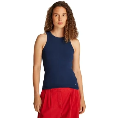 Abbildung von Tommy Hilfiger SLIM TANK Top, Damen, Größe: Medium, Dark night navy
