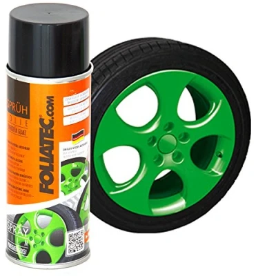 Abbildung von Foliatec Sprühfolie Auto Felgenfolie Sprüh Lack Spraydose Abziehbar, Gute Deckkraft, Powergrün Glänzend, 1x 400 ml