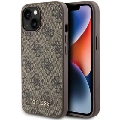 Abbildung von Guess GUHCP15LG4GFBR Hülle für iPhone 15 Pro 6.1&quot; braun Hard case 4G Metal Gold Logo