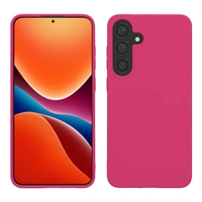 Abbildung von kwmobile Hülle kompatibel mit Samsung Galaxy S24 Plus TPU Silikon Handyhülle weich schlank Case stoßabsorbierend flexibel kabelloses Laden Neon Pink