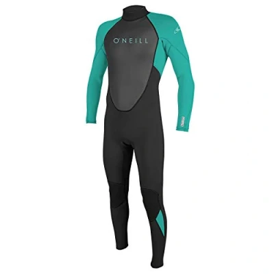 Abbildung von O&#039;Neill Wetsuits Mädchen Reactor II 3/2mm Back Zip Full Wetsuit Neoprenanzug, Black/Light Aqua, 4