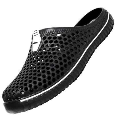 Abbildung von SAGUARO Clogs Atmungsaktiv Mesh Hausschuhe Sommer Gartenschuhe Freizeit Badeschuhe Strand Aqua Slippers Flach Pantoffeln Damen Herren, Schwarz 45 EU