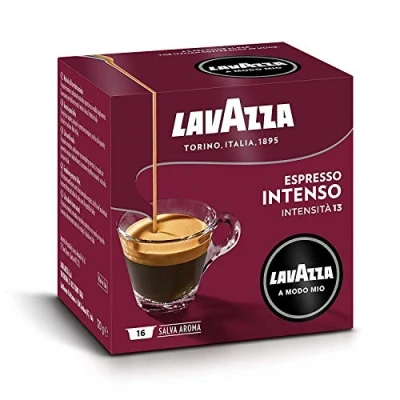 Abbildung von Lavazza A Modo Mio Espresso Intenso, 256 Kaffeekapseln, für einen mit aromatischen Noten von Kakao und Gewürzen, Arabica Robusta, Intensität 13/13, mittlere Röstung, 16 Packungen je