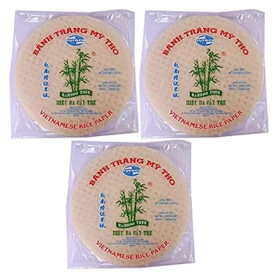 Abbildung von Runde vietnamesische Reispapierrolle, 22 cm, 340 g, Sommerrolle, Goi Cuon Banh Trang Fresh Spring Rolle, 3 Stück