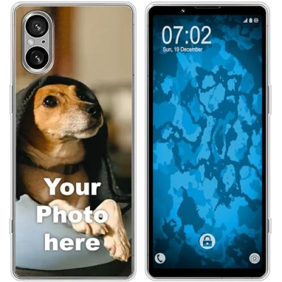 Abbildung von PhoneNatic personalisierte Handyhülle für Sony Xperia 5 V Custom Silikon Case in Clear zum selbst gestalten mit eigenem Foto Bild Text individuell
