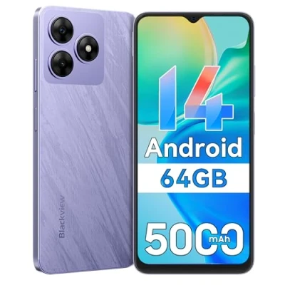 Abbildung von Blackview Wave 8C Handy Ohne Vertrag Günstig Android 14, 4GB+64GB/2TB SD, Octa Core 6,56&quot; HD+, Akku 4700mAh, 13MP+8MP Kamera, 4G Dual SIM Smartphone Simlockfreie, 3.5mm Jack/GPS/2 Jahre Garantie