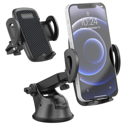 Abbildung von iMoshion Telefonhalter für das Auto Verstellbar Universell Carbon Armaturenbrett / Scheibe Lüftungsgitter Schwarz Kunststoff