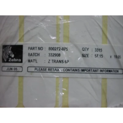 Abbildung von Zebra 800272 075 (Z Select 2000T) (57 mm x 19 mm) 12 Rollen Schwarz bis weiß Etikett