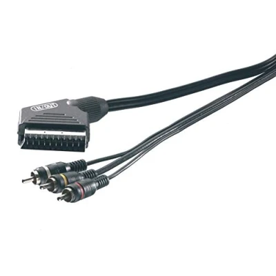 Abbildung von Vivanco 2m Scart Kabel auf Cinch Adapter IN/OUT Video Kabel, Scart, (200 cm), Stecker Audio + Composide, für TV PC etc
