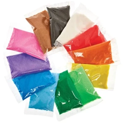 Abbildung von Baker Ross AG211 Mini Beutel mit farbigem Sand , 40g 12 Stück (1er Pack), sortiert