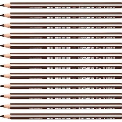 Abbildung von Dreikant Buntstift STABILO Trio dick 12er Pack dunkelbraun