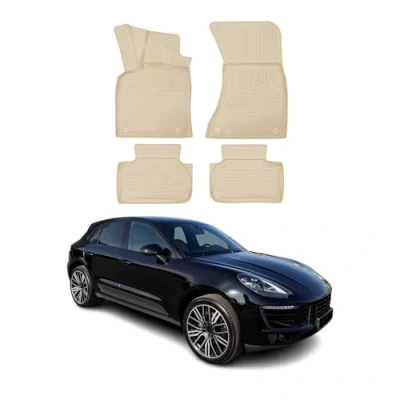 Abbildung von OMAC Gummimatten Fußmatten kompatibel mit Porsche Macan 2014 2018 TPE Automatten Beige 4X