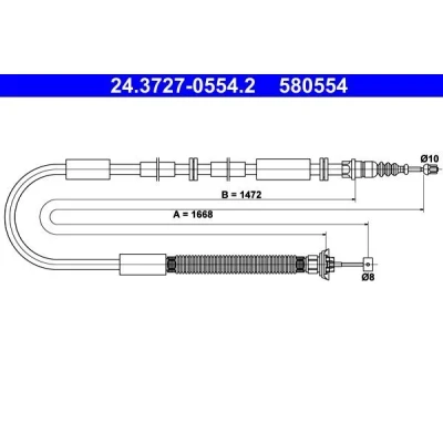 Abbildung von ATE 24.3727 0554.2 Handbremsseil 1668 FIAT: Stilo Schrägheck, BRAVO 2, Multi Wagon