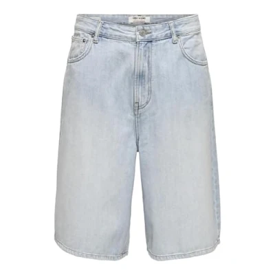 Abbildung von Only &amp; Sons Onscarl Balloon Jeans Shorts, Herren, Größe: Medium, Light blue bleached denim
