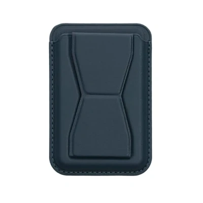 Abbildung von kwmobile Stick on Kartenhalter für Smartphones Kunstleder Halter mit Standfunktion 65 x 95 mm Platz 2 Karten Dunkelblau