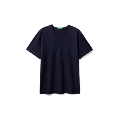 Abbildung von United Colors of Benetton V NECK Tshirt basic, Herren, Größe: Medium, Blue