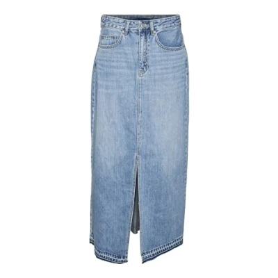 Abbildung von Vero Moda Vmzayla SLIT LONG Skirt Jeansrock, Damen, Größe: Small, Medium blue denim