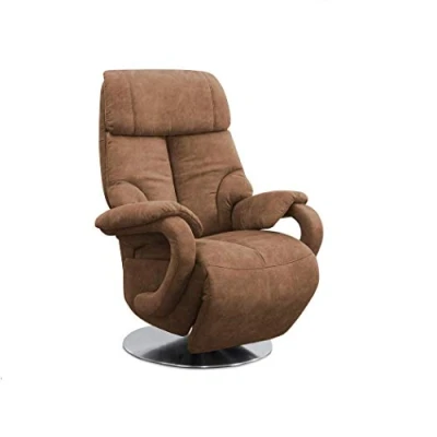 Abbildung von CAVADORE TV Sessel Istanbul / Fernsehsessel mit manuell verstellbarer Relaxfunktion 80 x 115 79 Lederoptik: Cognac