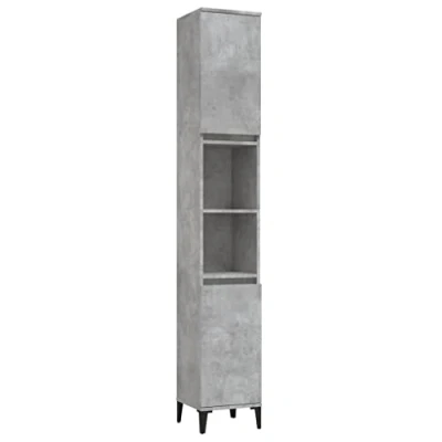 Abbildung von vidaXL Badschrank, Schrank für Badezimmer, Badezimmerschrank mit viel Stauraum, Hochschrank Badezimmer Metallfüße, Betongrau Holzwerkstoff