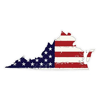 Abbildung von Sticker Designs 10cm! Klebe Folie Wetterfest Made IN Germany Virginia State Staat USA Flagge Fahne Used Look D679 UV&amp;Waschanlagenfest Auto Aufkleber Profi Qualität!