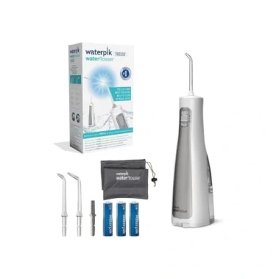 Abbildung von Waterpik Cordless Freedom Waterflosser kabellose Munddusche, wasserdicht und batteriebetriebe, ideal für Reisen, kleine Bäder oder unter der Dusche, mit 3 Aufsätzen, weiß (WF 03EU010)