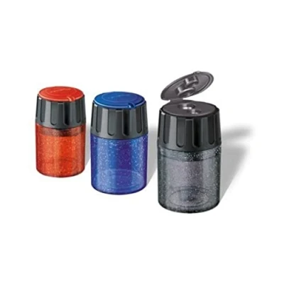 Abbildung von 10 x Staedtler Doppelspitzdose rund rot/schwarz