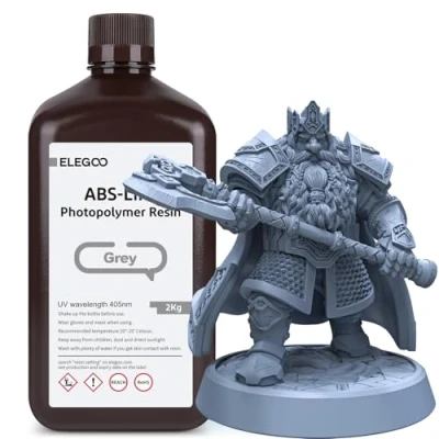 Abbildung von ELEGOO 405nm ABS Like Resin, LCD UV Rapid Resin Hohe Präzision, Nicht Spröde, Giftig für LCD/DLP 3D Drucker Photopolymer Harz 2kg Grau