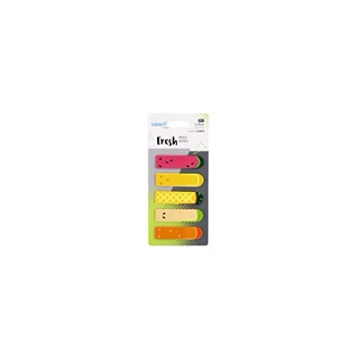 Abbildung von Smart by Leviatan Haftmarker Haftstreifen plastik Textstreifen Pagemarker Film in Format 12x45mm 5 Farben für Seitenmarkierung 5x25 Stück Früchte
