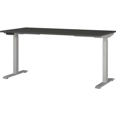 Abbildung von Germania Schreibtisch 7908 640, in Graphit/Silber, EL. höhenverstellb., 160 x 120 80 cm (BxHxT)