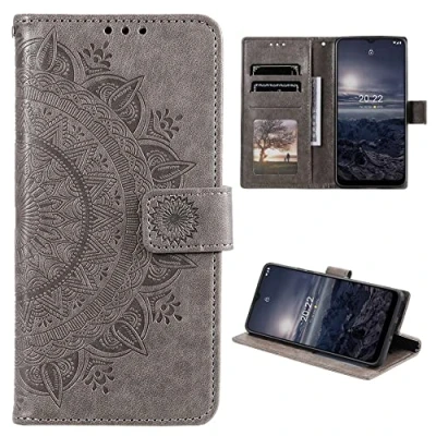 Abbildung von CoverKingz Handytasche kompatibel mit Nokia G21 / G11 Handy Case Kartenfach Handyhülle Flipcase klappbar Motiv Mandala Grau