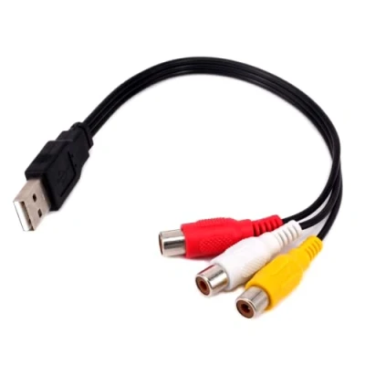 Abbildung von Bolwins D43 USB auf 3RCA Kabel, 2.0 Stecker 3 RCA Cinch Buchsen, Audio/Video/AV Splitter, Adapterkabel Audio Video AV Composite für TV, PC, HDD und DVR, 30cm
