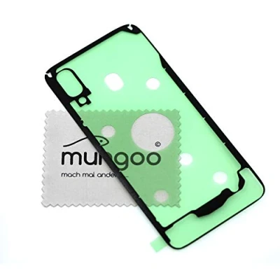 Abbildung von Akkudeckel Klebefilm für Samsung Original Galaxy A40 A405F Dichtung Kleber Adhesive mit mungoo Displayputztuch