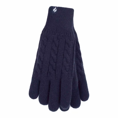 Abbildung von HEAT HOLDERS Damen Extra Warm Winter Handschuhe Strick mit Innen Flauschig Fleece Gefüttert (S M, Marine)