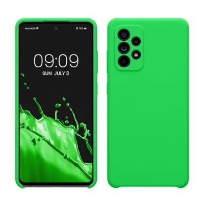 Abbildung von kwmobile Hülle kompatibel mit Samsung Galaxy A52 / 5G A52s Silikon Handy Case Handyhülle weiche Oberfläche kabelloses Laden Neon Grün