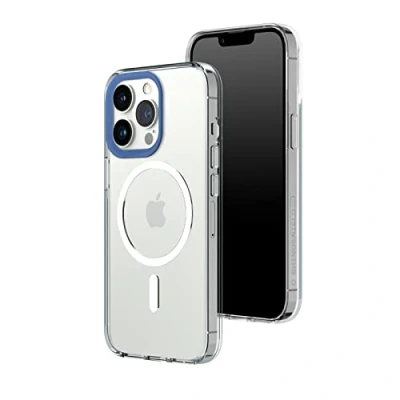Abbildung von RhinoShield Clear Case kompatibel mit MagSafe für [iPhone 13 Pro] Überragende Magnetstärke, Vergilbungsresistenz, Kristallklar, optimaler Schutz und personalisierbar Kobaltblau Kamera Ring