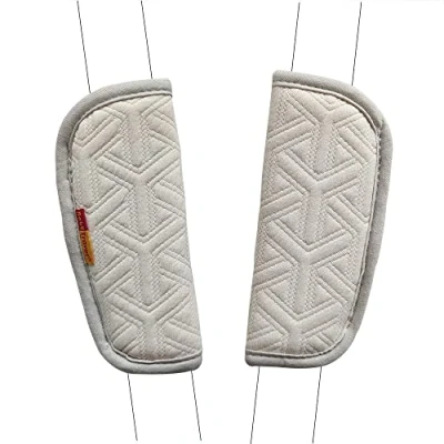 Abbildung von SeedFuture Gurtpolster für Kinderautositze Baby Weiß 2 Stück, Universal Soft Seat Belt Kissen Neugeborene Kinder, Kinderwagen Schultergurt Pads
