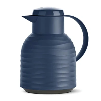 Abbildung von Emsa Isolierkanne &quot;Samba Wave&quot;, 1 l, Made in Germany, 12h warm/24h kalt, Quick Press Deckel, Glaskolben