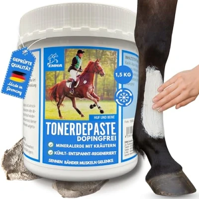 Abbildung von EMMA essigsaure Tonerde für Pferde ⇒ Pferd Dopingfrei 1,5Kg Pferdebalsam Kühlend Tonerdepaste Mineralerde Heilerde Paste Kühlgel Kühlpaste Gelenke Muskeln Sehnen