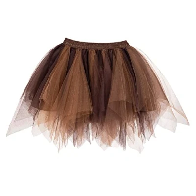 Abbildung von Boland Kostüm Kurzer Tüllrock braun, Dreilagiger Petticoat für Steampunk oder erdfarbene Feen