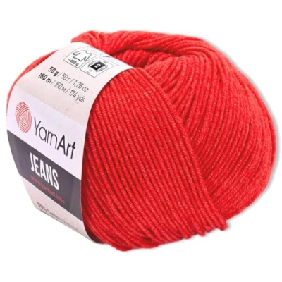 Abbildung von Frida&#039;s Wollhaus YarnArt 50 g Jeans Stricken Häkeln Amigurumi Babywolle Pastellfarben 63 Farben (26 Erdbeerrot)