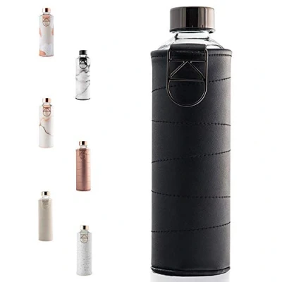 Abbildung von equa Trinkflasche &quot;Mismatch&quot;, Borosilikatglas, mit Kunstlederhülle und Metallgriff