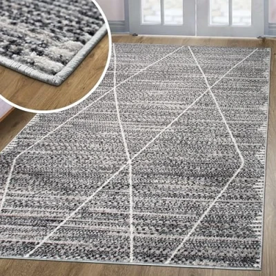 Abbildung von oKu Tex Teppich HARMONIA, Wohnzimmer, weicher Kurzflor, Boho, Rechteckig, Höhe: 8.5 mm, Wohnzimmerteppich, softer meliert, 3D Effekt, Raute
