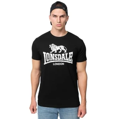 Abbildung von Lonsdale Men&#039;s SILVERHILL T Shirt, Black/White, S