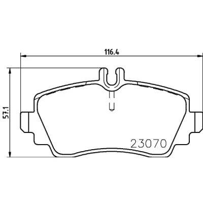 Abbildung von HELLA 8DB 355 018 311 Bremsbelagsatz für Verschleißwarnanzeiger vorbereitet mit Bremssattelschrauben Zubehör MERCEDES BENZ: A Klasse