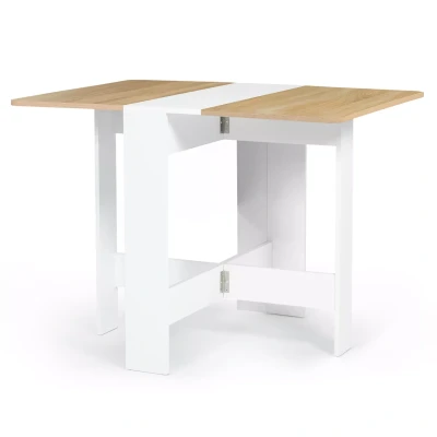 Abbildung von IDMarket Konsolentisch, faltbar, EDI, 2 4 Personen, Holz, weiß, Platte in Buche Optik, 103 x 76 cm