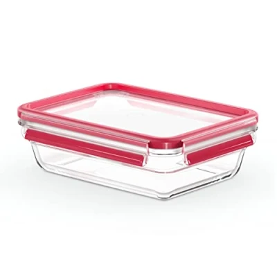 Abbildung von Emsa Frischhaltedose CLIP &amp; CLOSE GLAS, Frischhaltedose, Rot, 1,1 Liter, Borosilikatglas, Kunststoff, Silikon